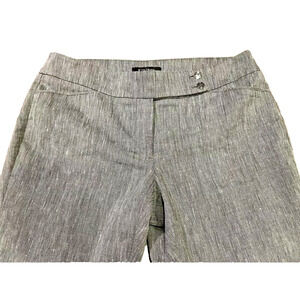 White House Black Market Flare Blend Gray White Linen + Dress Pants Lined SZ 12